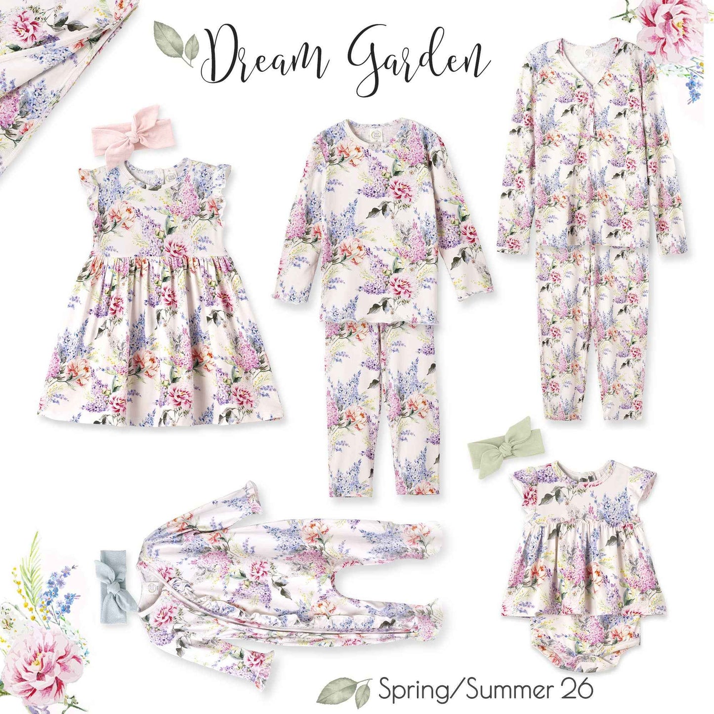 Dream Blossom Bamboo Women’s Pajama Set- Watercolor Floral : XL