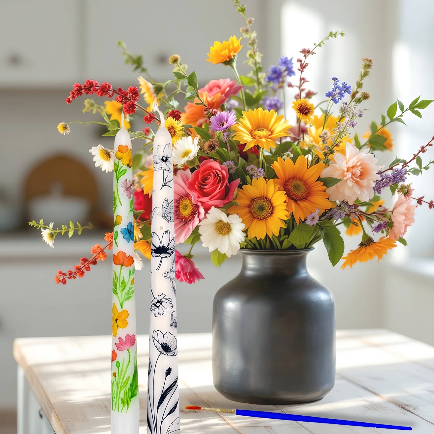 Paint your own Wildflower Candlesticks Gift Set
