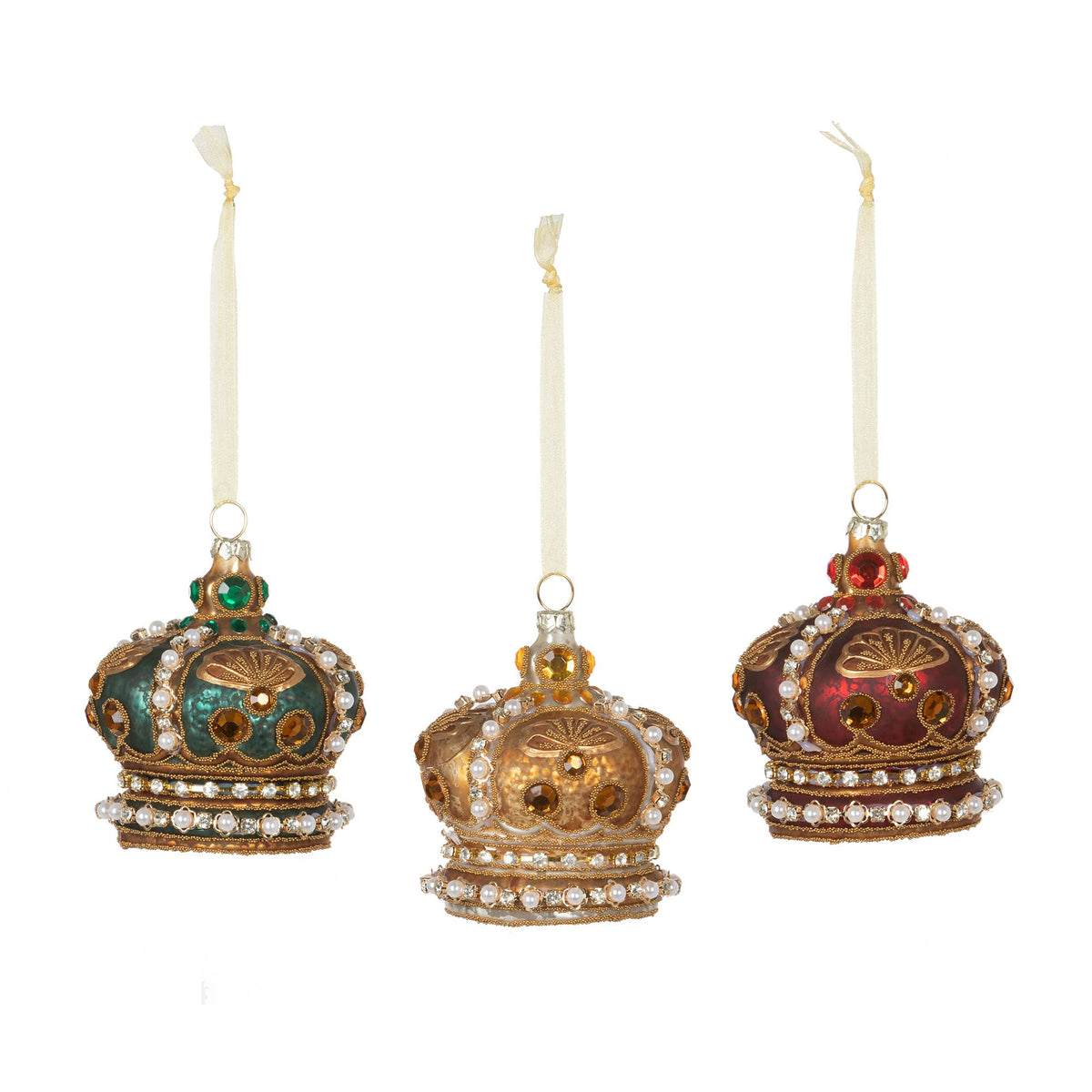 Jeweled Coronet Glass Ornament