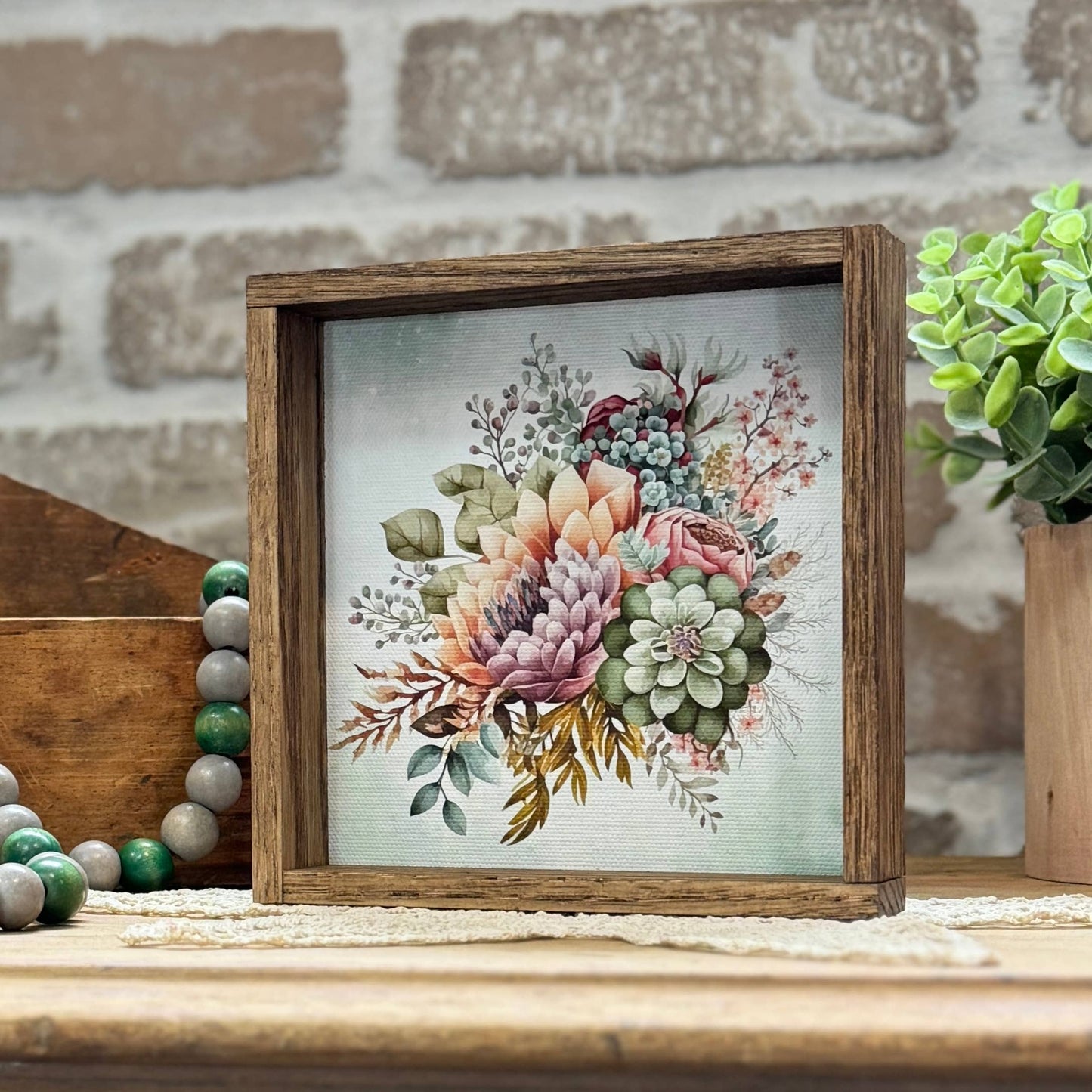 Succulent Watercolor Bouquet - Beautiful Spring Flower Art