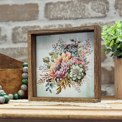 Succulent Watercolor Bouquet - Beautiful Spring Flower Art