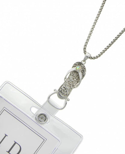 Crystal AB Flip Flop Filigree ID Holder & Necklace