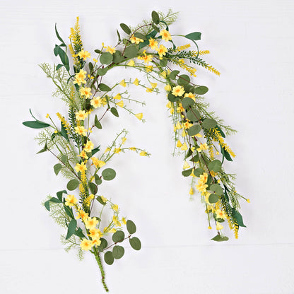 4ft Garland-Yellow Wild Daylily with Leaves