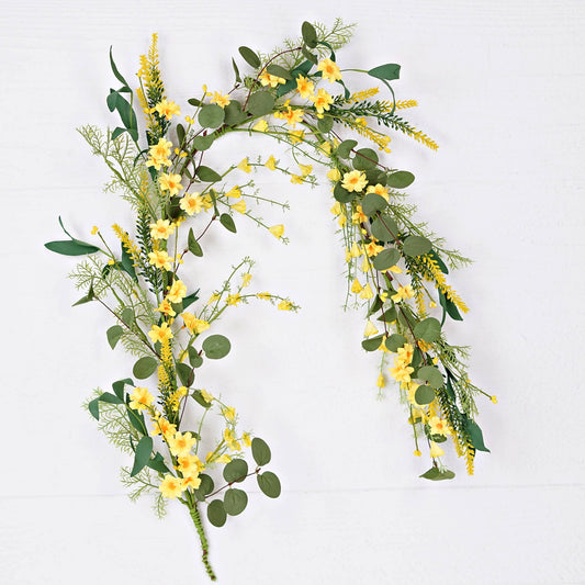 4ft Garland-Yellow Wild Daylily with Leaves