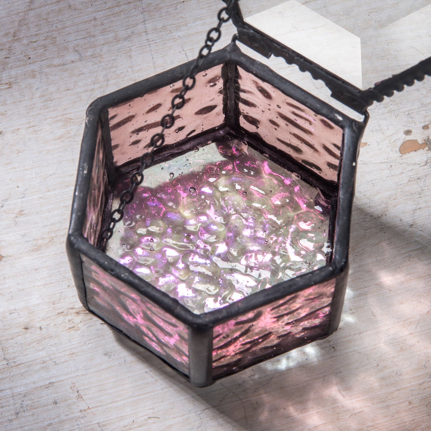 Jewelry Box Pink Rose Glass