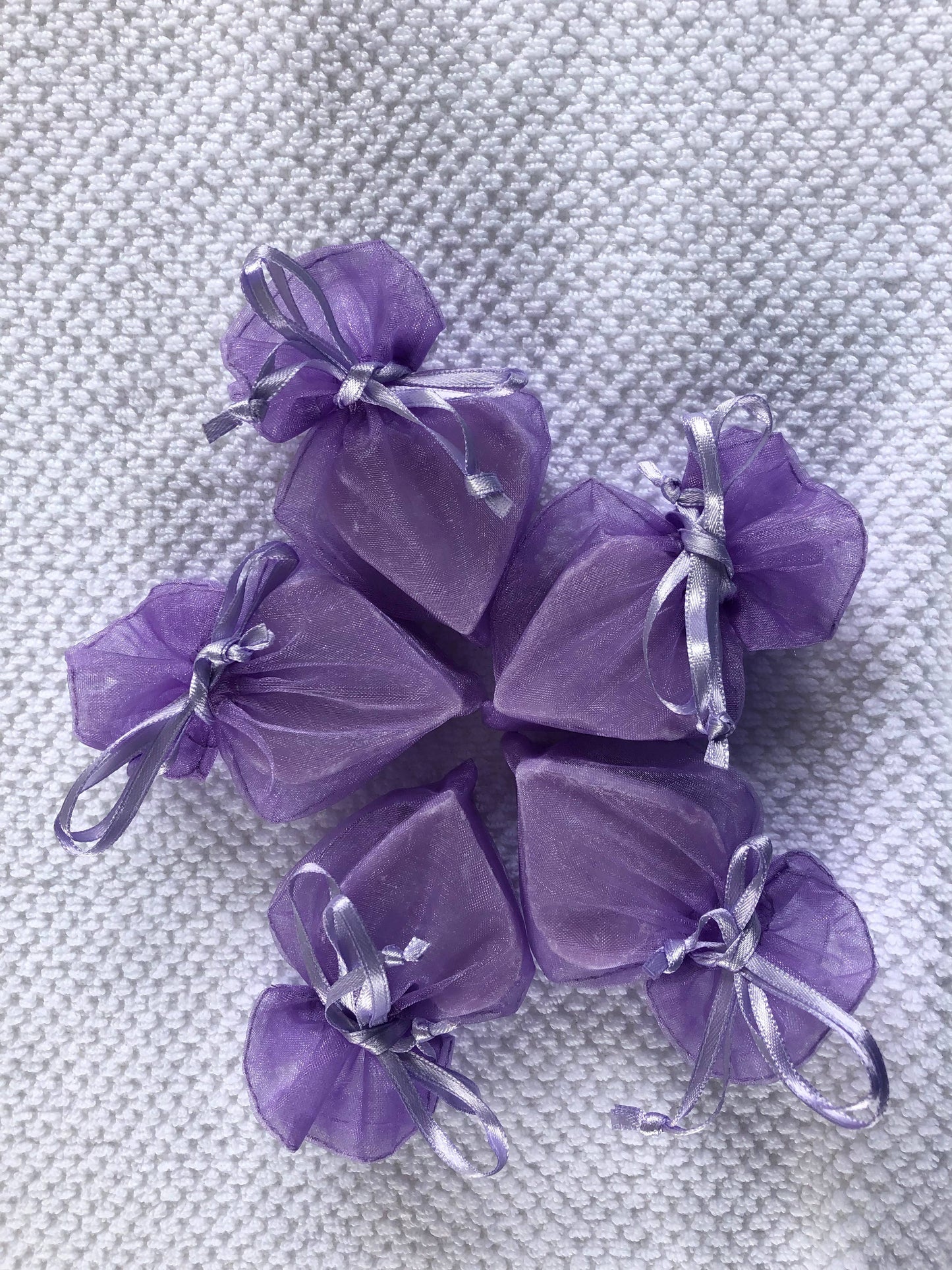 Tiny Heart Soaps wrapped in Organza Bag: Assorted  Sold- Separately