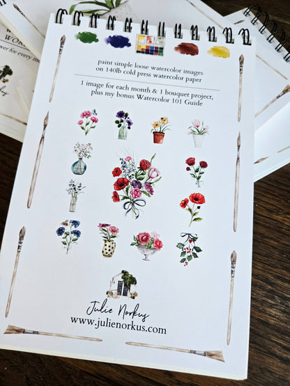 Watercolor Workbook, Spiral Bound, Birth Month Flowers