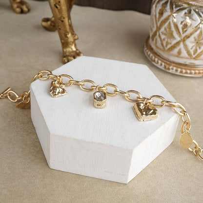 Statement Chain Bracelets with Reflective Crystals