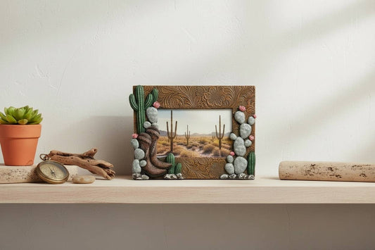 Western Cowboy Boots & Rustic Cactus 6” x 4” Picture Frame