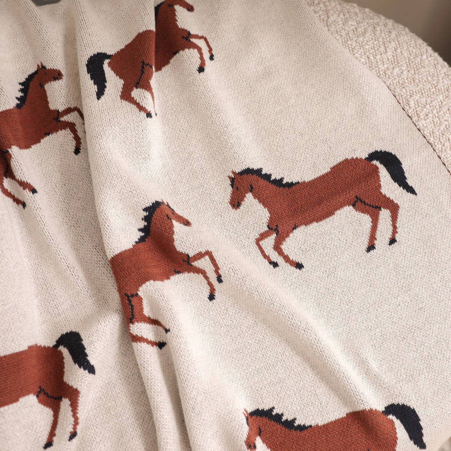 Viverano Organics - Horse - Organic Cotton Jacquard Sweater Knit Baby Blanket