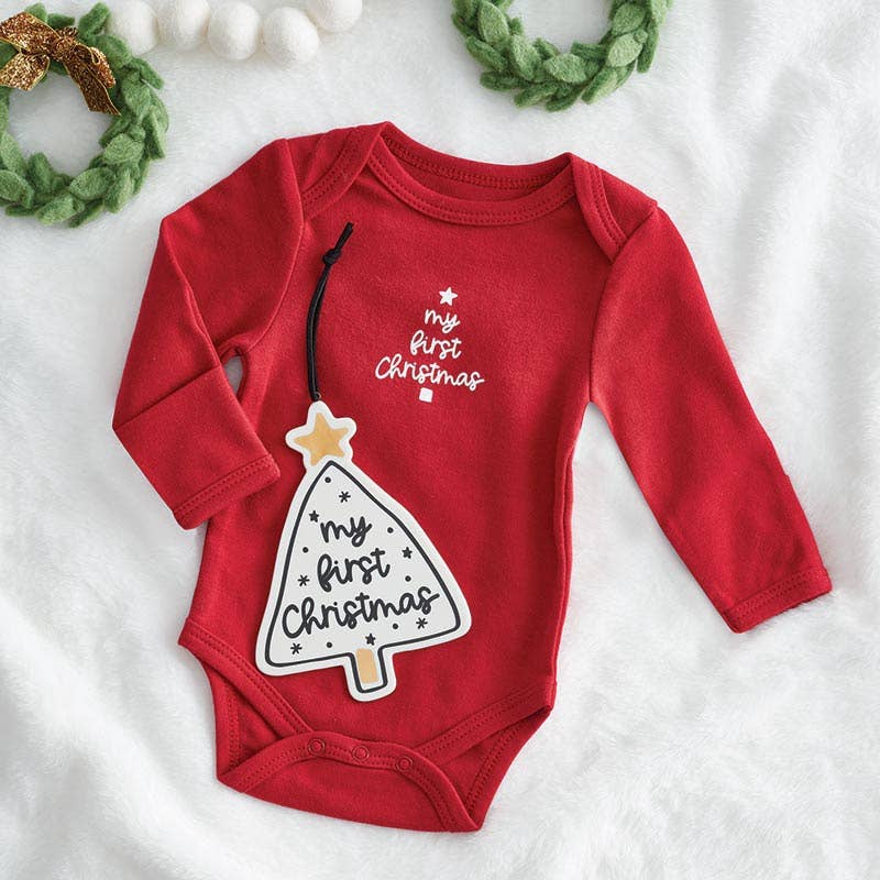 Long Sleeve Snapshirt - My First Christmas 6-12 Mo