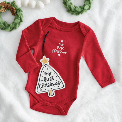 Long Sleeve Snapshirt - My First Christmas 6-12 Mo