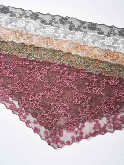Scravii - Embroidered Lace Small Shawl Scarf