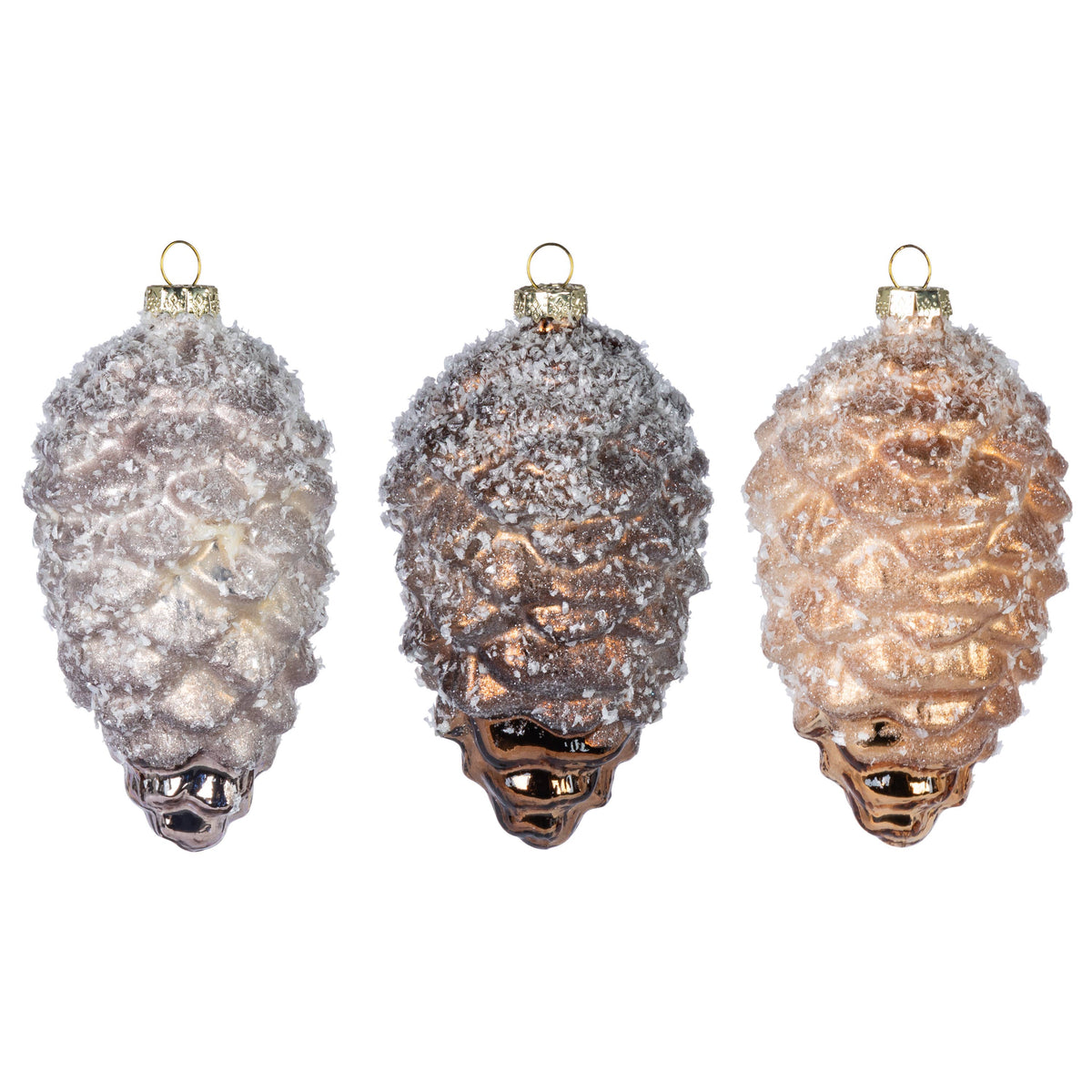 5.25"H Glass Pinecone Ornament with Icy Finish