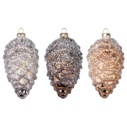5.25"H Glass Pinecone Ornament with Icy Finish