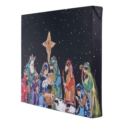 Nativity At Night Small Canvas
