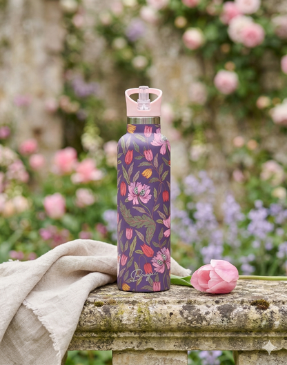 Morriset | Purple Floral Brocade 25 oz Insulated Bottle