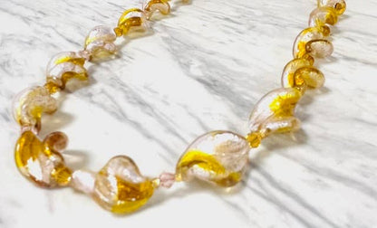 Anita K By Blushing Pink - Murano Twisted Glass With Crystal Necklace