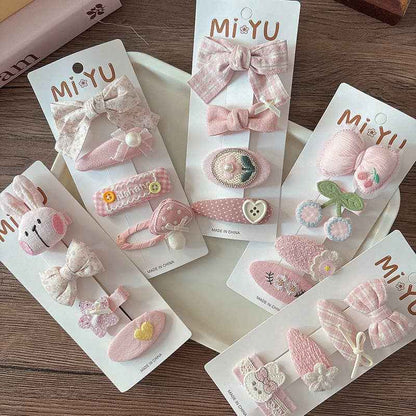 Chic Pink Fabric Bow Hair Clips for Girls: 1-Floral Bow Set
