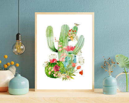 Botanical Saguaro Watercolor Art Print