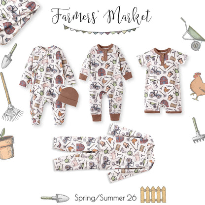 Farmer's Market Baby Henley Romper