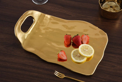 Tray with Handle Gold