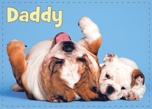 Bulldog Dad and Puppy Greeting Card
