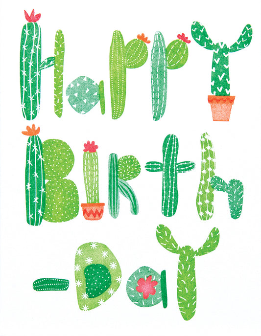 Cactus Birthday Blooming Greeting Card