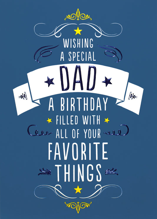 Blue Birthday Scroll Dad Greeting Card