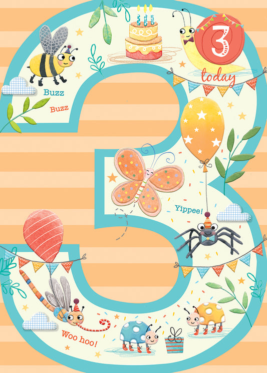 3-Buzz Buzz Bugs Greeting Card