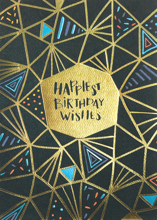 Happiest Birthday Wishes Navy Greeting Card