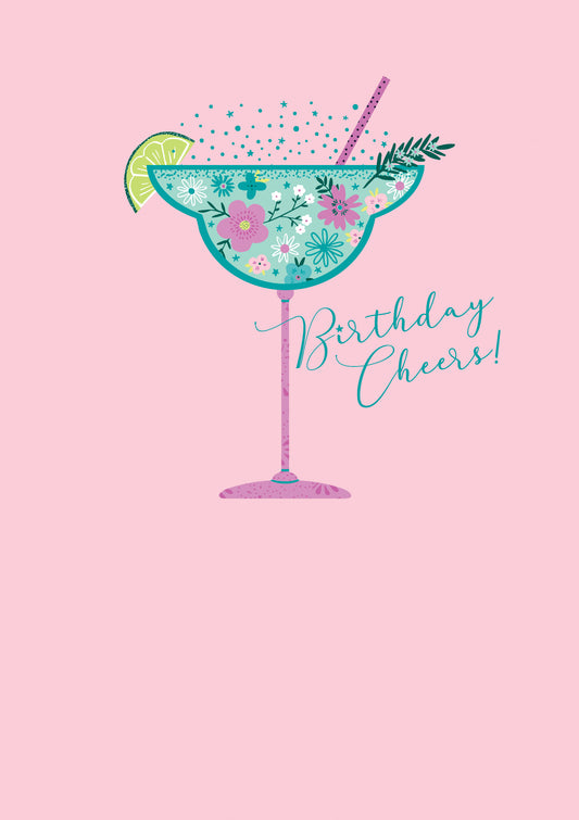 Floral Cocktail Cheers Greeting Card