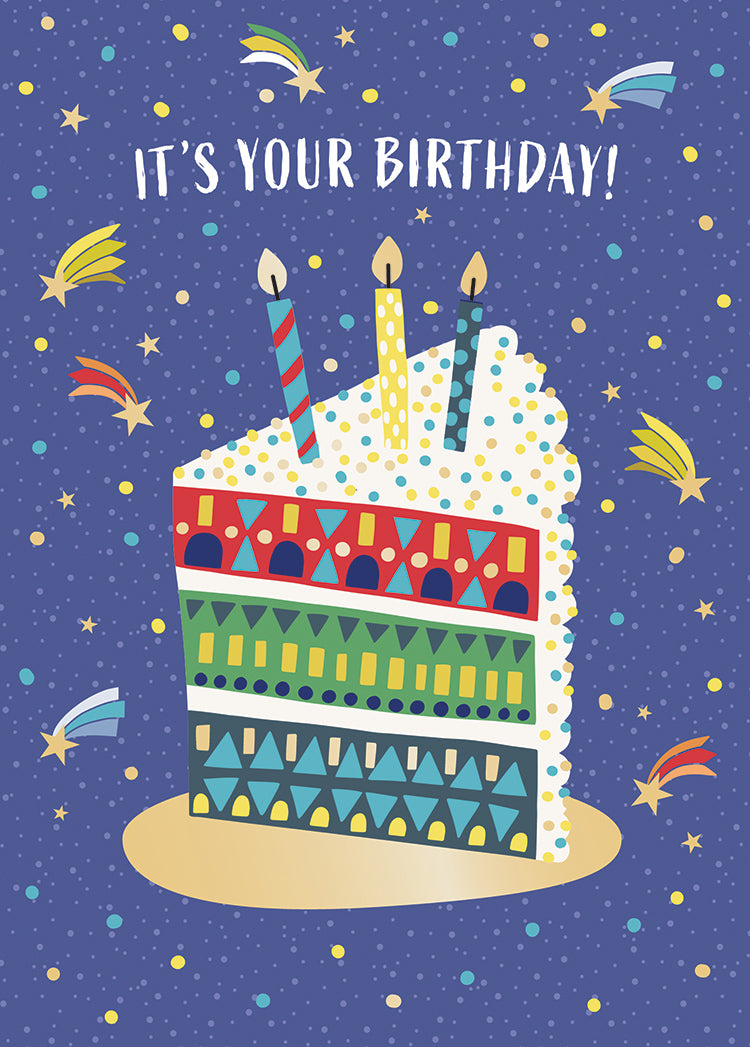 Patterned Birthday Cake Greeting Card