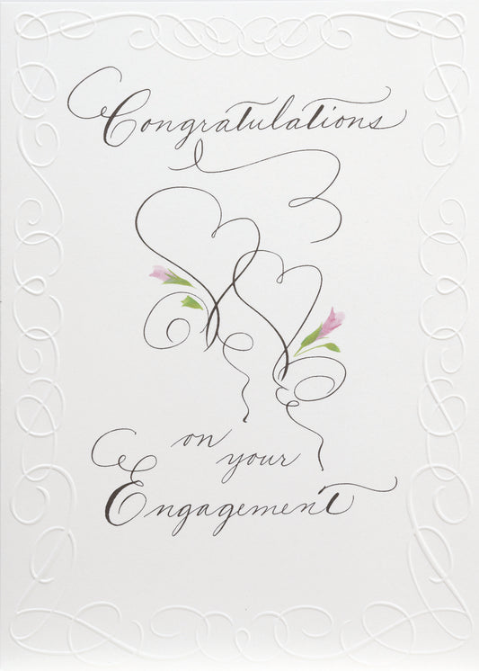 Swirl Hearts Engagement Greeting Card