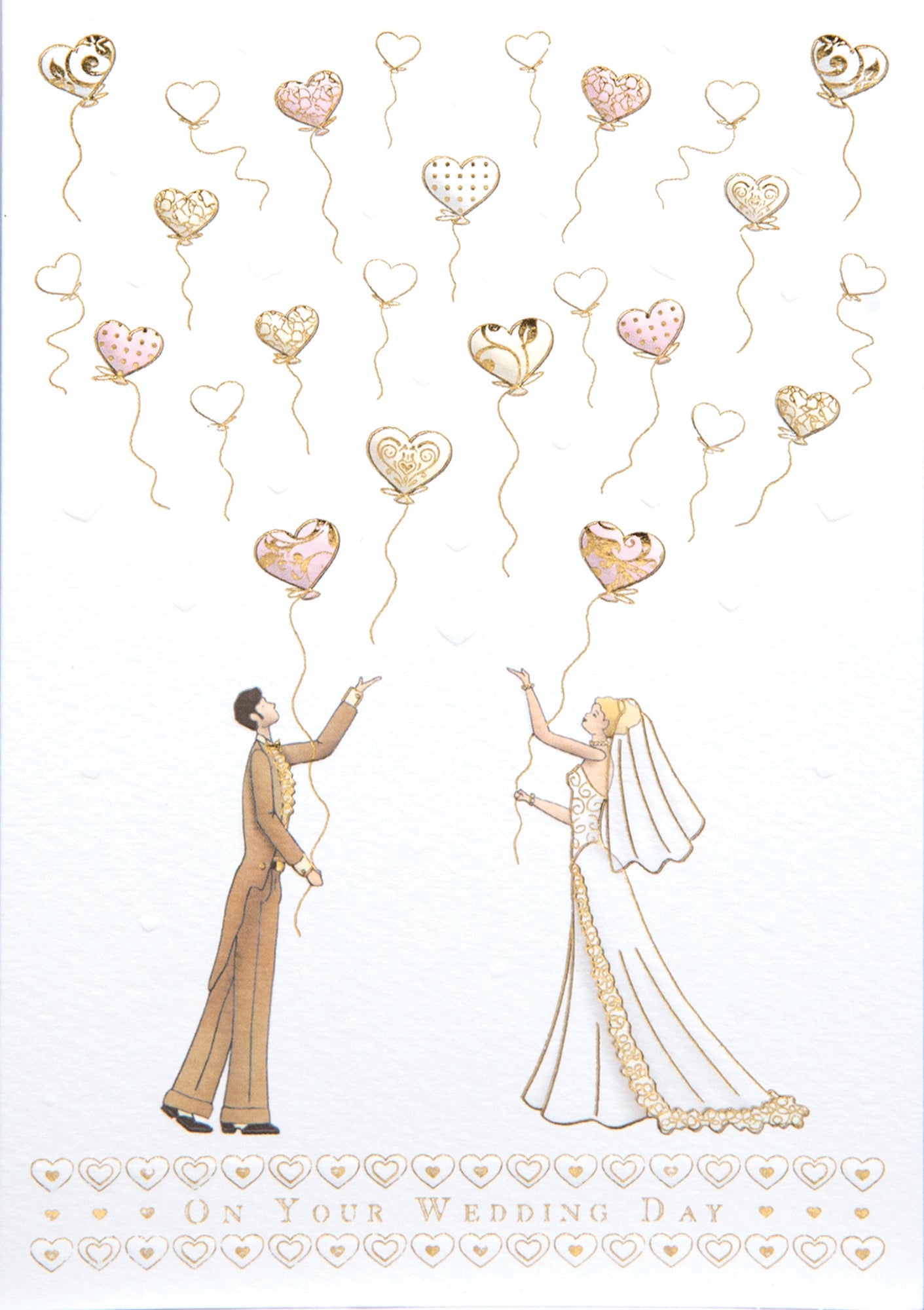 Bride and Groom with Balloons Greeting Card