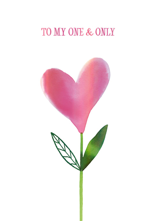 Pink Heart Flower Greeting Card