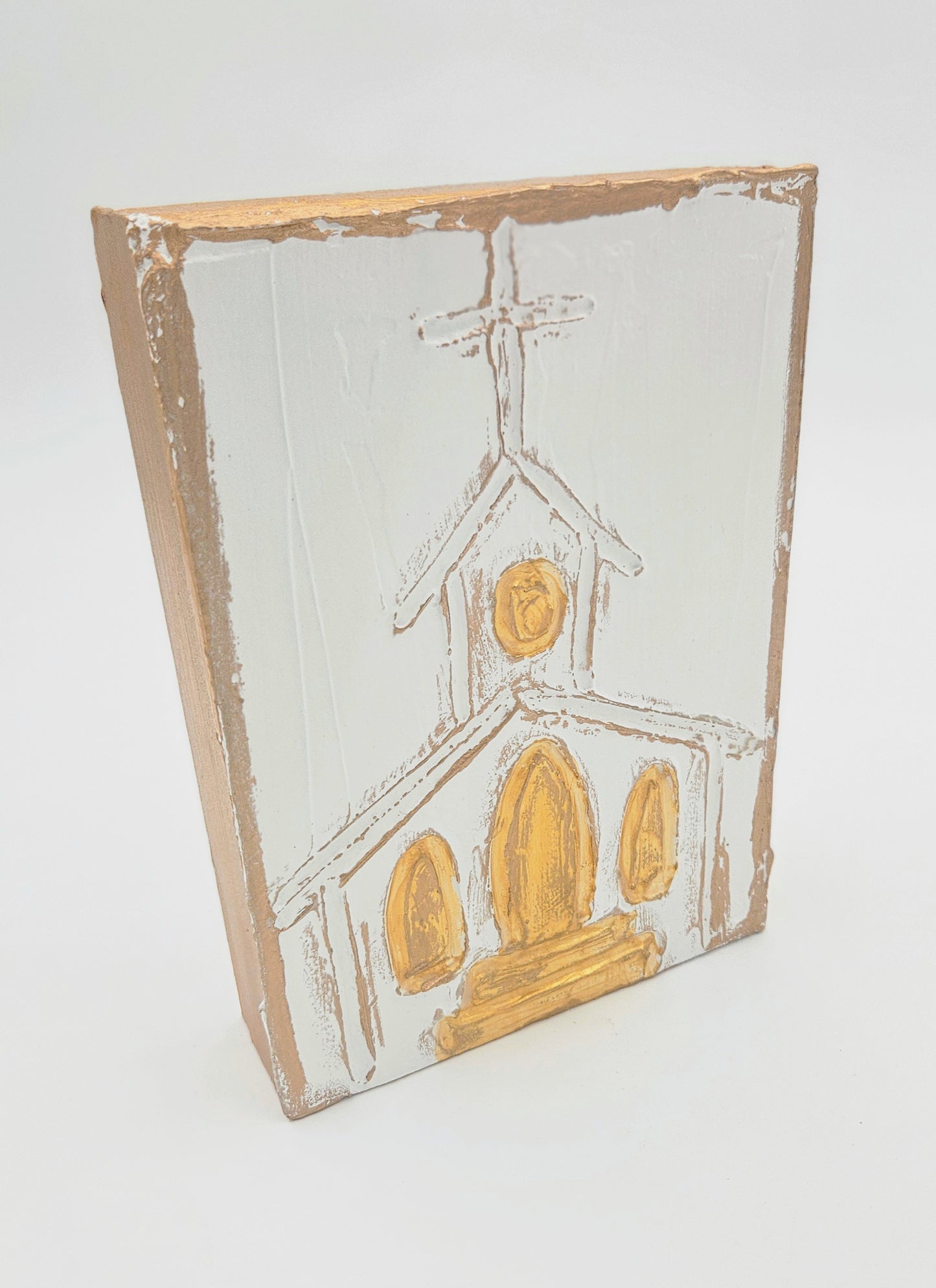 Church Hand Painted on Wood Block