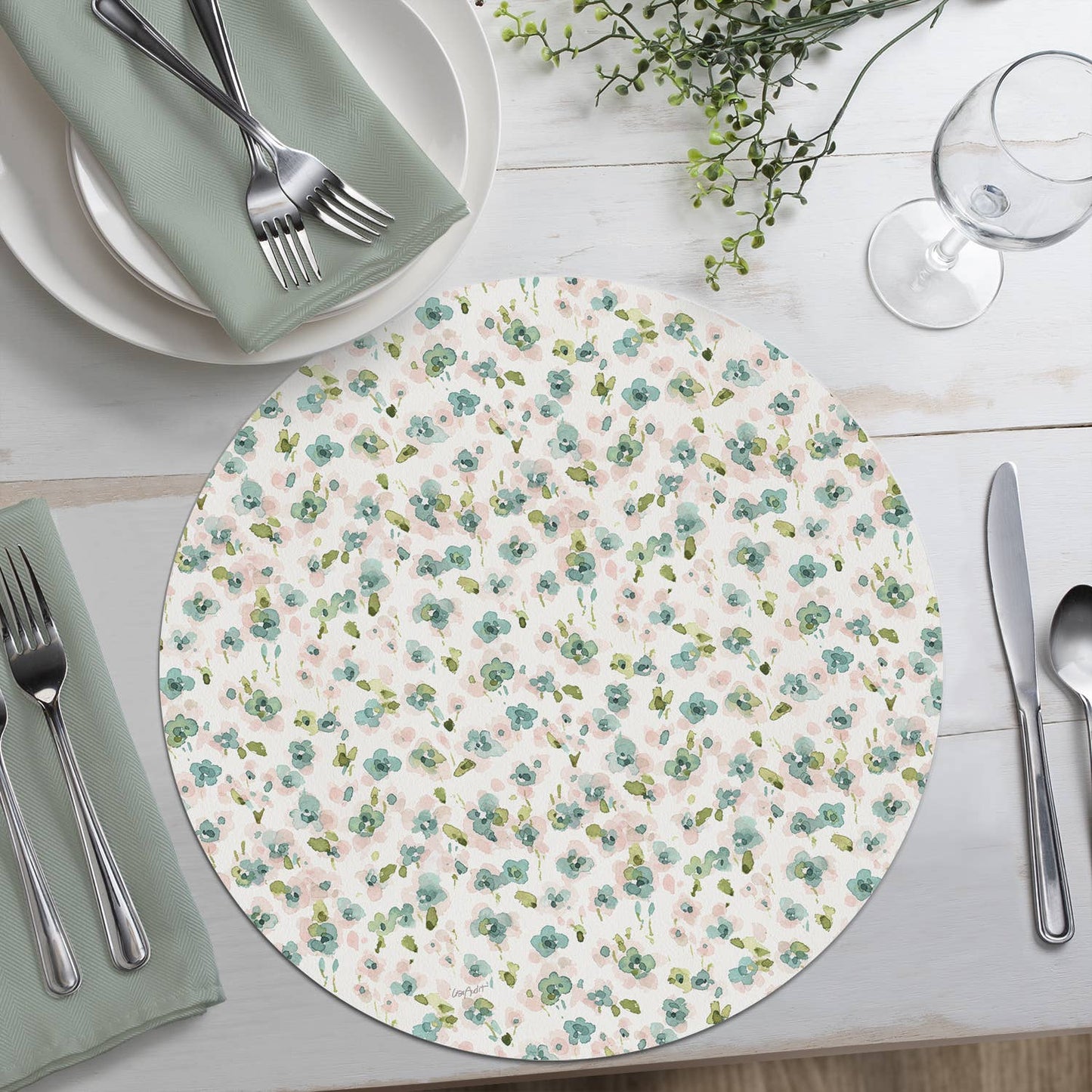 Mint Crush" Round Reversible Plastic Placemat