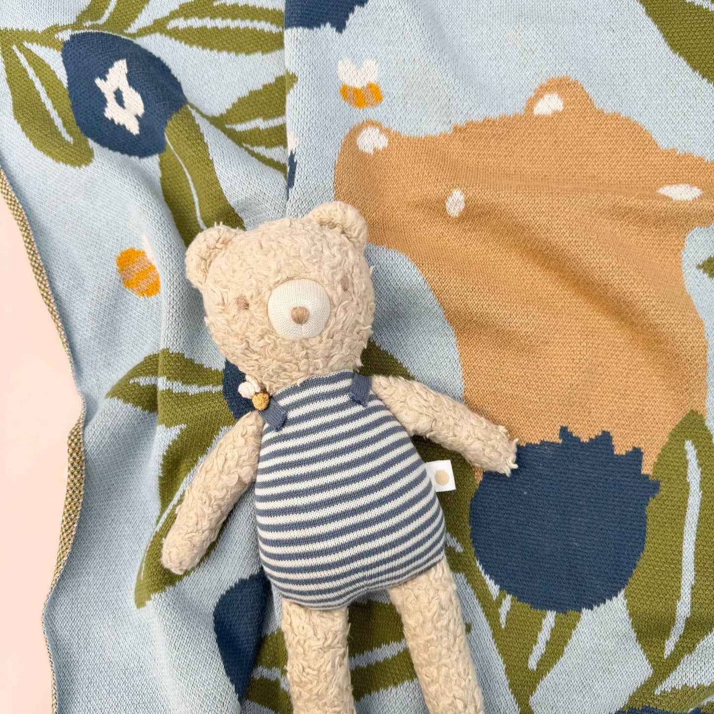 Blanket Blueberry Bear Bee Organic Cotton Spring Baby Decor