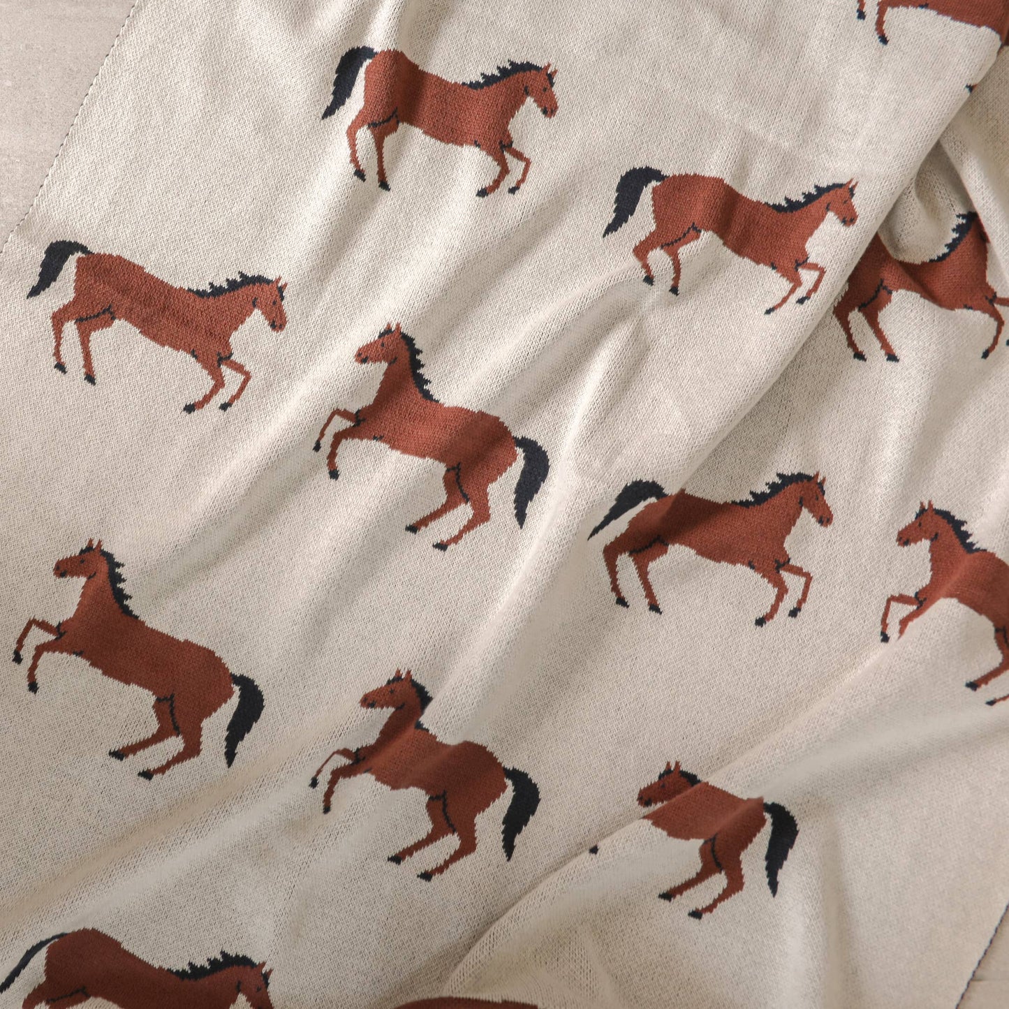 Viverano Organics - Horse - Organic Cotton Jacquard Sweater Knit Baby Blanket