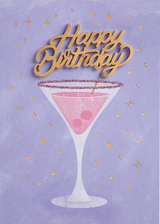 Bday Martini Sprinkles Greeting Card