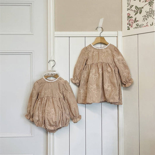 Baby Girl Jacquard Embroidered Romper