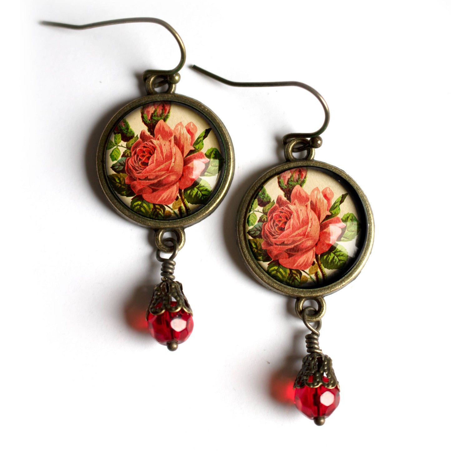 Victorian Tea Rose Earrings - Romantic Floral