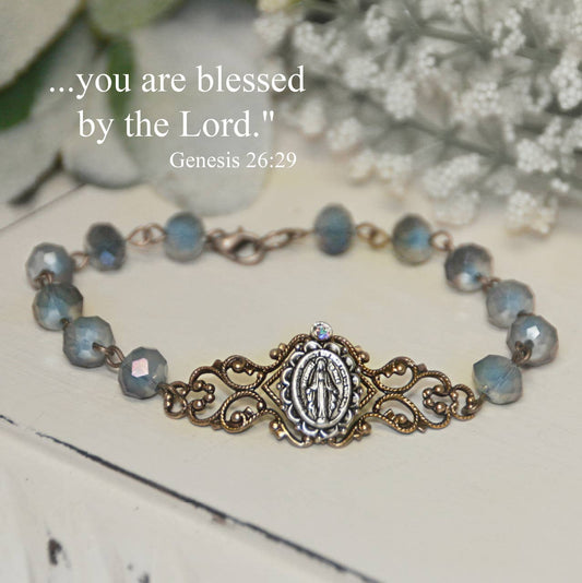 Mother Mary Beaded Filagree Bracelet