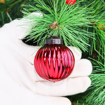 Christmas  Red Glass Ornaments- Set of 12