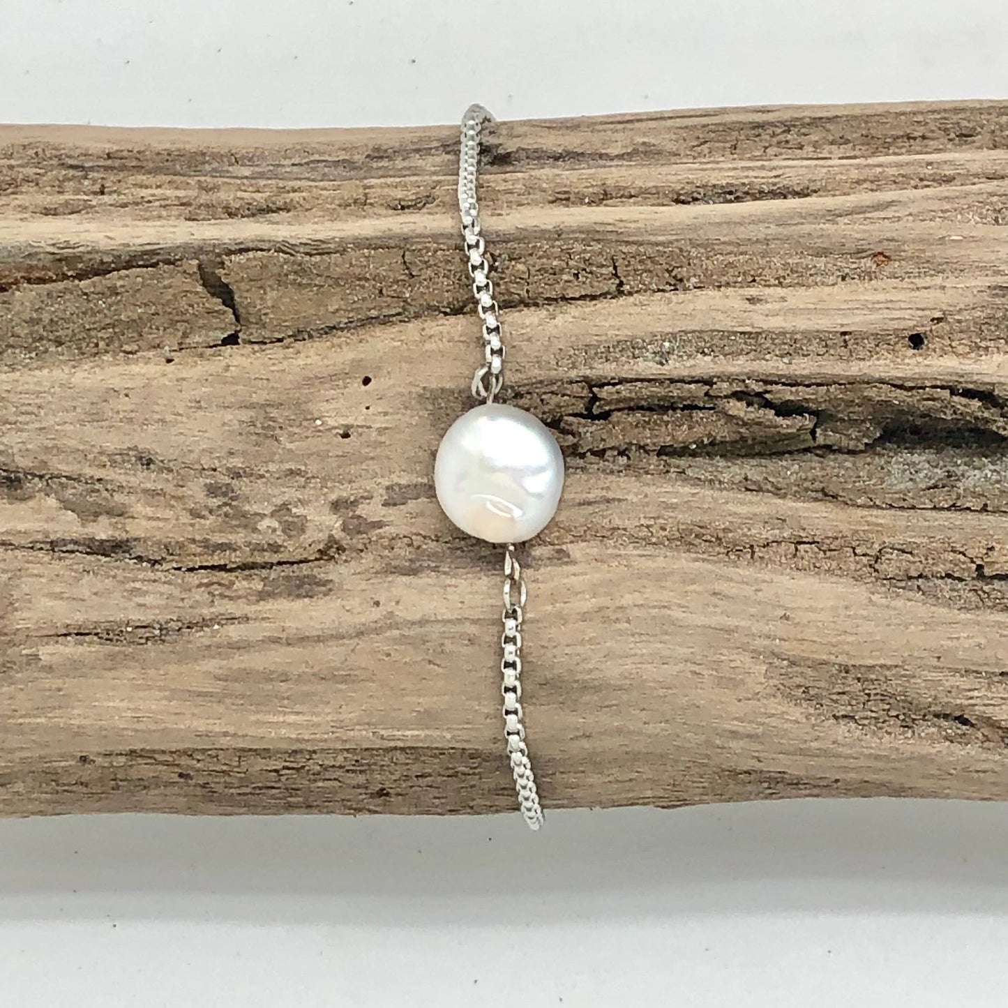 Bracelet Drawstring Coin Pearl Silver (Stainless Steel)