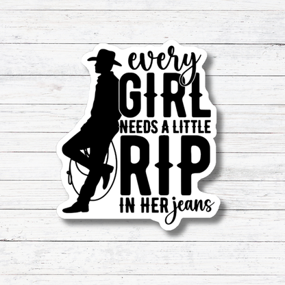 Oily Graphic Creations - Rip in Her Jeans- Yellowstone Stickers/Magnet