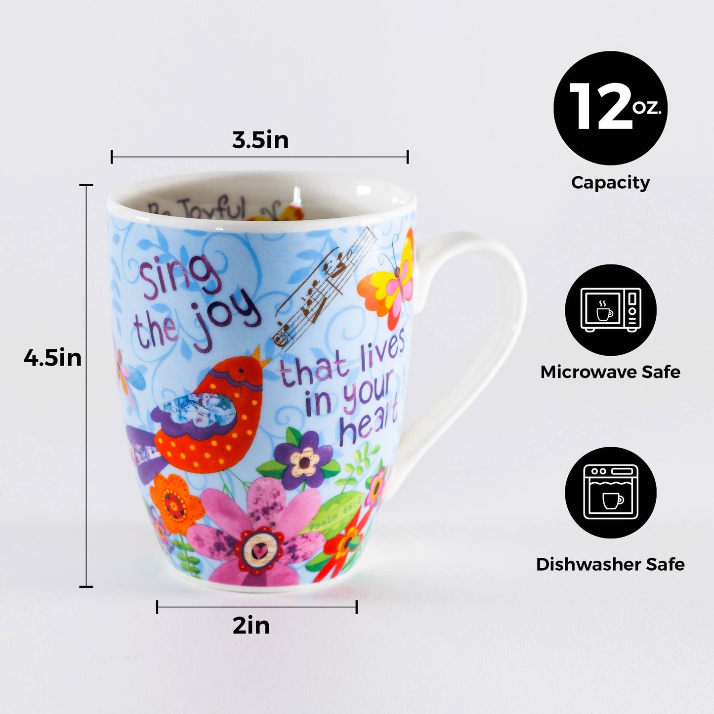 Divinity Boutique - Sing Joy Bird, Psalm 66: 2 Ceramic Curvy Mug