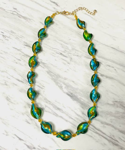 Anita K By Blushing Pink - Murano Twisted Glass With Crystal Necklace