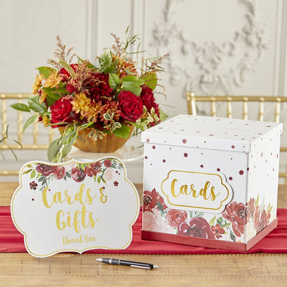 Burgundy Blush Floral Party Décor Sign Kit (Set of 8)